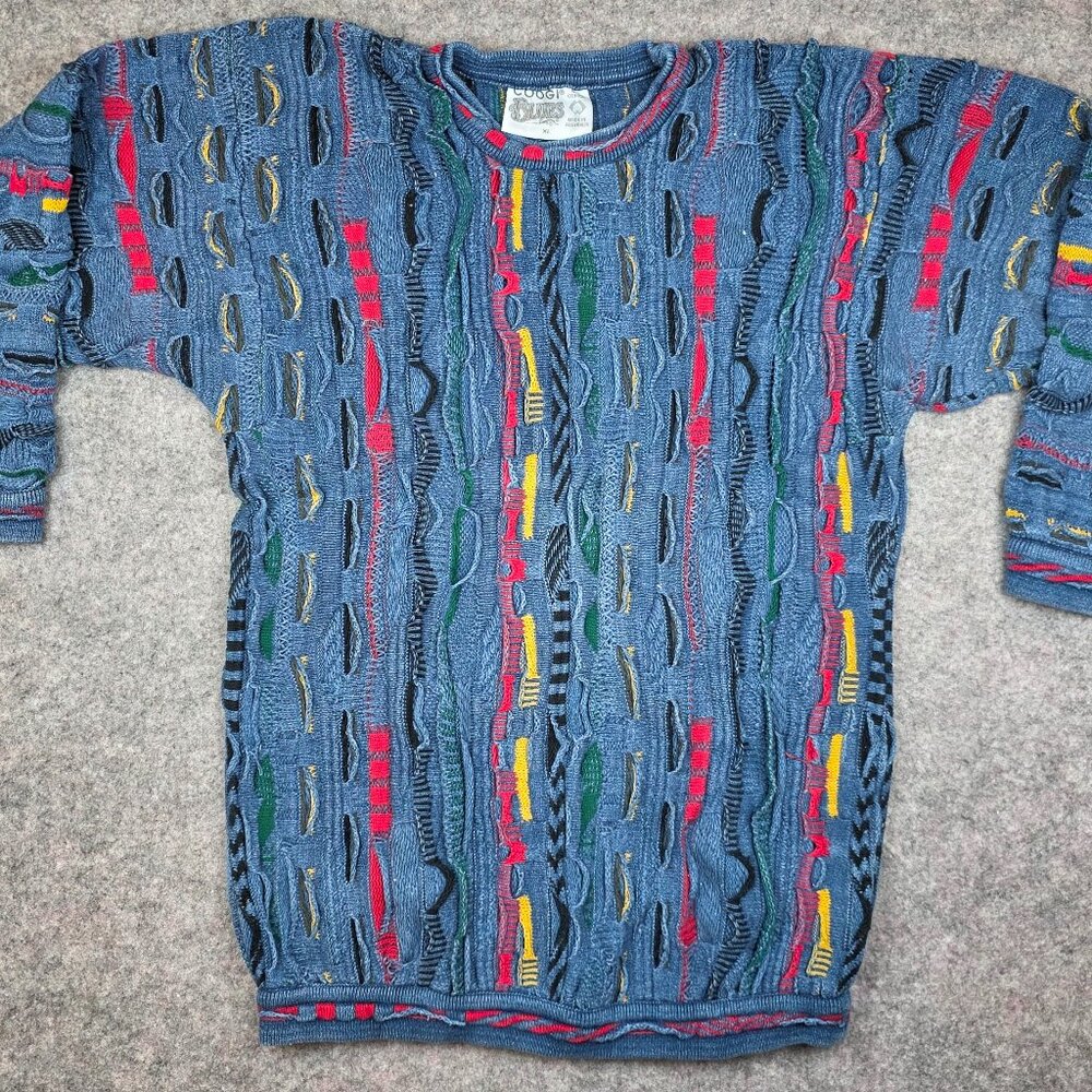 COOGI Blues 3D Cotton Knit Crewneck Sweater Men's XL Vintage Australia 1990s